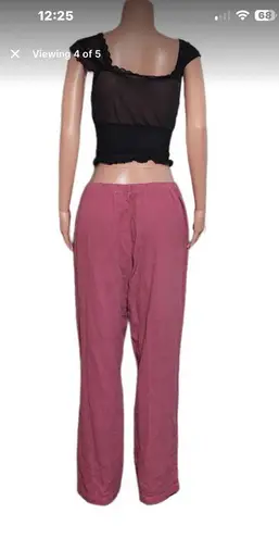 Orvis women textured high waist elastic waist pull-on pink pant L