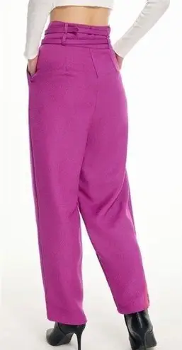 Cider High Waist Wide Leg Tweed Purple Trouser Pants Sz L