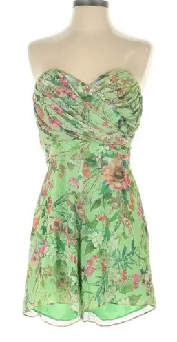 Jay Godfrey Lydia Romper Strapless Green Floral Sweetheart Neckline Chiffon 4