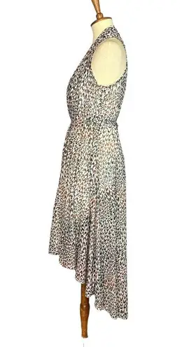 Molly Bracken Brown High Low Dress MEDIUM Animal Print Halter Blouson Chiffon
