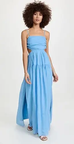 Rebecca Taylor Wrap Back Maxi Dress in Azul Blue, Size 16 New w/Tag Retail $525