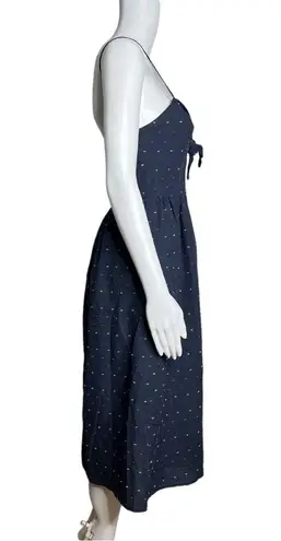 Blue Rain  Fit & Flare Dress Navy Blue Multicolor Swiss Dot Tie Front Sleeveless