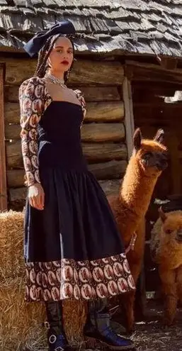 Autumn Adeigbo NEVADA DRESS New Size 4 Women’s Long Sleeve MIDI Horses Western Black