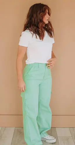 PaperMoon Let’s Rewind Lime Green Cargo Pants