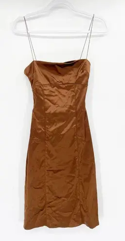 Bec & Bridge Heather Spaghetti Strap Satin Dress In Brown US 4 NWT