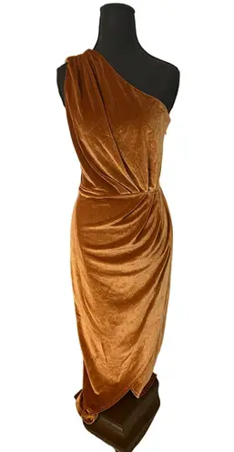 Baltic Born Kourtney Velvet One Shoulder Midi Dress in Spice L Holiday Fall