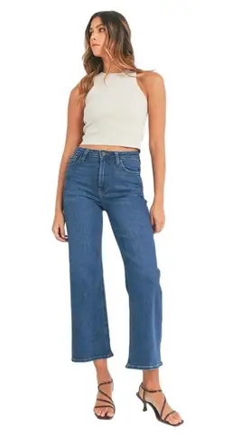 Just Black Womens High Rise Straight Leg Medium Wash Structured Denim Jeans 25