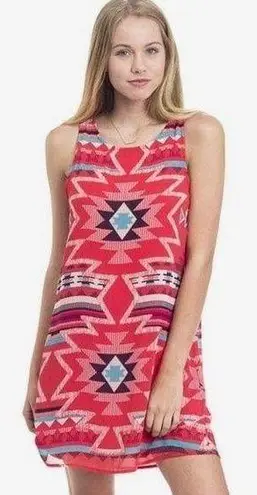 Xhilaration Tribal print red trapeze shift dress size XS