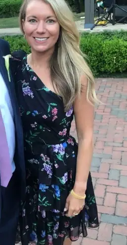 Shoshanna Midnight Gia One Shoulder Dress in Black Floral 4 Womens Cocktail