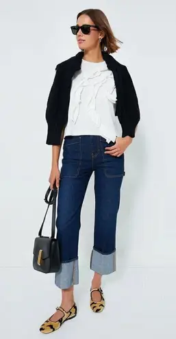 Ulla Johnson Aris Ruffle Cotton Top in Pristine Size Petite