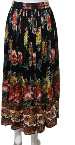 American Vintage Huntington Ridge Black Floral Woven Cotton Lightweight Maxi Skirt Size XL