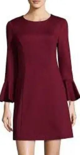 Trina Turk  Maroon Mini-Dress, Bell Sleeves, New with Flaw