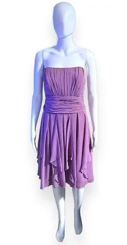 David's Bridal David’s Bridal Lavender Cascade Ruffle Strapless Cocktail Bridesmaid Dress 10