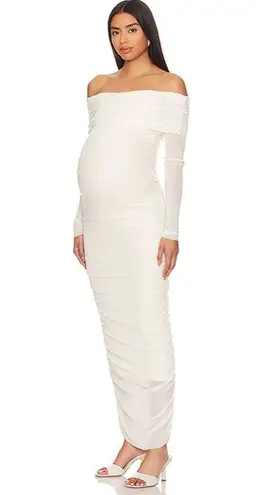 BUMPSUIT NEW Off The Shoulder Soft Mesh Maternity Dress in Ivory