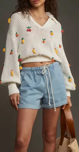 Farm Rio Crochet 3D Fruit Embellishments Sweater, Size M