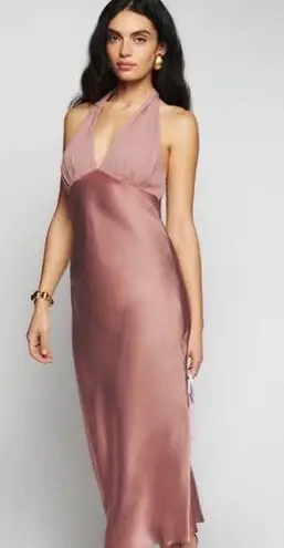 Reformation silk midi halter dress