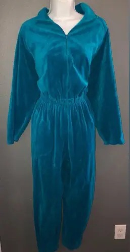 Vintage Blue California ROC  Velour Long Sleeve Jumpsuit Jumper Women’s Medium