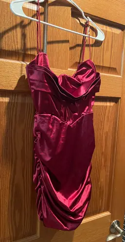 Burgundy Silk Corset Dress Red