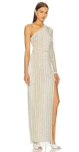 Michael Costello NEW-NWT x REVOLVE Berthe Ivory One Shoulder Lace Maxi Dress XS