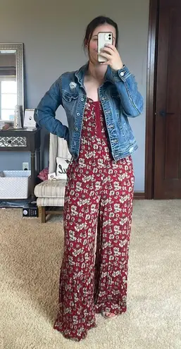 American Eagle Red Floral Jumpsuit