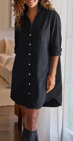 Frank & Eileen Mary Shirtdress Famous Denim Distressed Dress Black XS $328