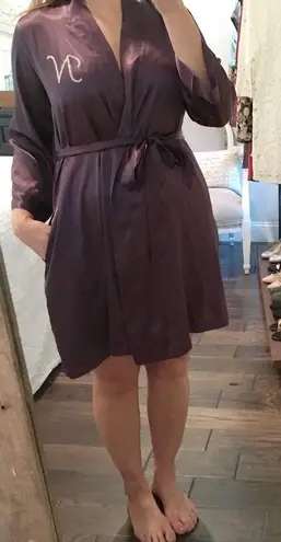 None Bridesmaid size small silky monogrammed robe