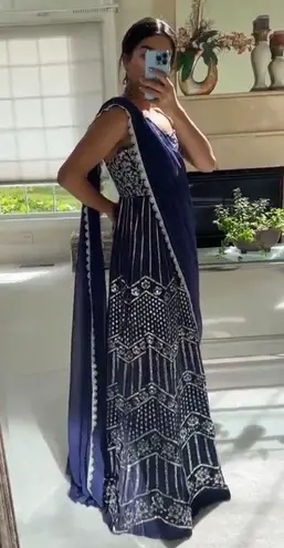 SANI Purple Anjali Metallic Embroidered Anarkali with Dupatta