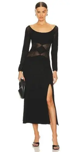 SOVERE Tilt Knit Dress in Black XSmall Womens Midi Sweater Cut out Size XS