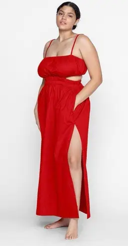 Mikoh Tansy Cutout Maxi Dress in Poppy Red XL
