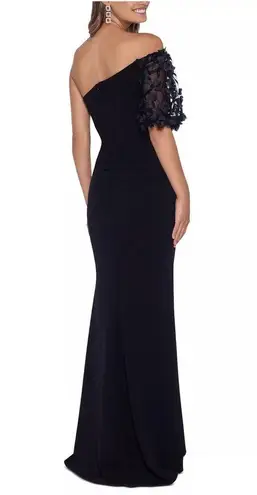XScape Floral Appliqué One-Shoulder Gown, Size 14 New w/o Tag