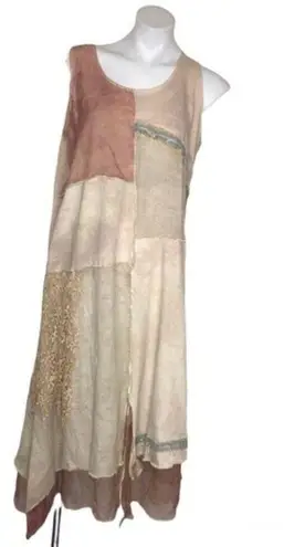 STEEL PONY Dress Boho Lagenlook Wheat Color Mixed Media Sleeveless OSFM Size undefined