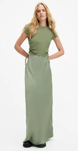 ALLSAINTS Hayes Maxi Dress in Oil Green M