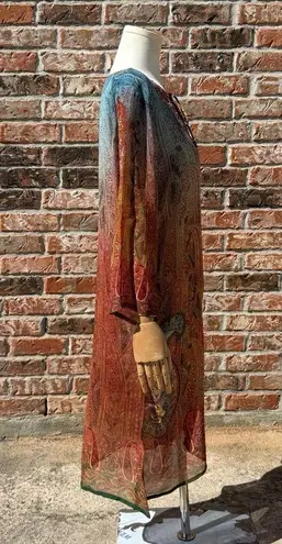 Sheer vintage Y2K paisley swimsuit coverup dress w/rhinestones / M / EUC Red Size M