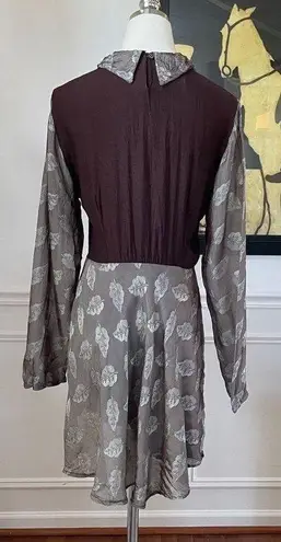 Vintage 90s Funhouse NYC Steampunk Dark Academia Schoolgirl Brown Leaf Dress S