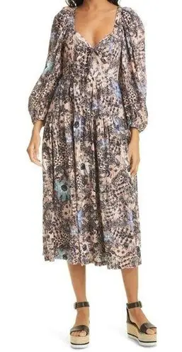 Ulla Johnson NWT  Kemala Floral Long Sleeve Dress (0)