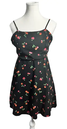 Dress Forum Halalu Dress Women M Black Cherry Print Mini Strappy Open Back