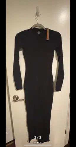 SKIMS NWT FITS EVERYBODY CREW NECK LONG SLEEVE DRESS S Onyx
