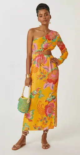 Farm Rio /Anthropologie Floral One-Shoulder Maxi Dress Sz M