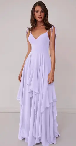 Azazie Barbie™ Dress 1004 V-neck Chiffon Tiered A-line Dress Lilac