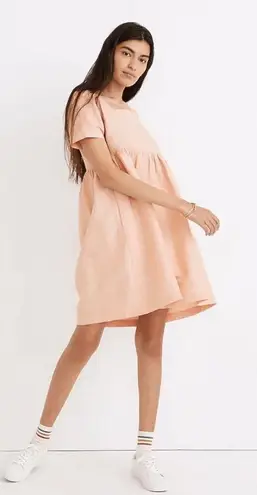 Madewell  Linen Medium Allie Mini Dress Faded Sunset Orange Pink Short Sleeve