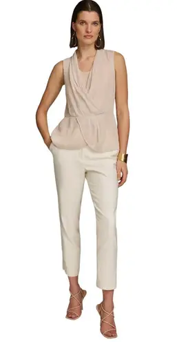 Donna Karan NWT New York Women's Faux-Wrap Sleeveless Top Sand M