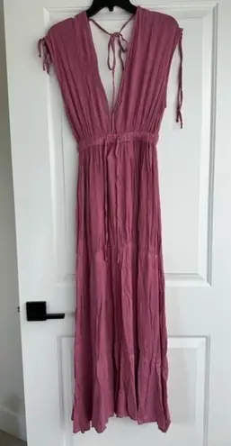 Elan Ruched Tiered Cover Up Maxi Dress X-Small PINK VIOLET 