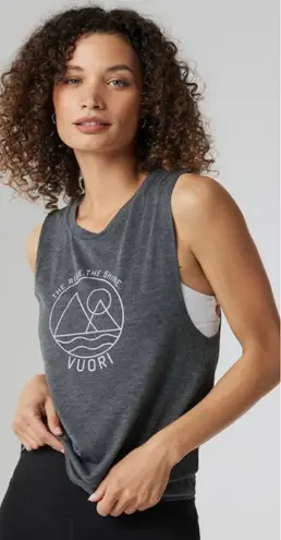 Vuori The Rise The Shine Tank Top Muscle Tee Shirt Dark Heather Gray Size Medium