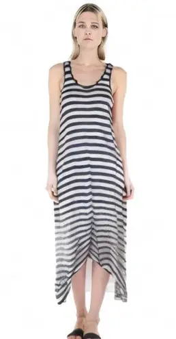 Mix & Co Black and White Striped Sleeveless Tank Top Maxi Dress Size S Gray