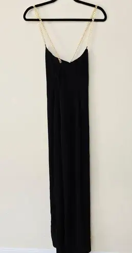 Nookie Estella Gown Maxi Dress Gold Chain Strap Formal Gala Party Prom Black XL
