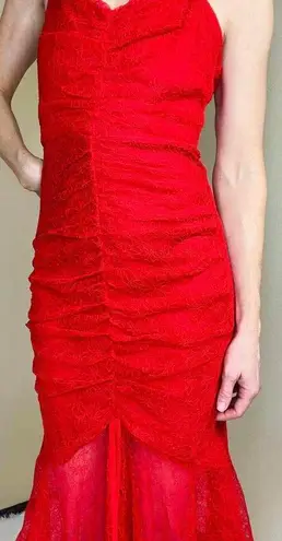 INA Red Floral Lace Sexy Knee-Length Sleeveless Dress