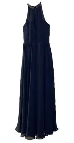 Morilee Madeline Gardner Navy Blue Gown Womens 2 High Halter Chiffon A