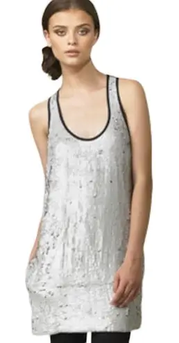 Elizabeth and James Tank Dress Silver Marla Sequins Above Knee Small Night Out