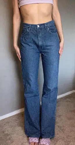 Reformation Pinstripe Bootcut Jeans