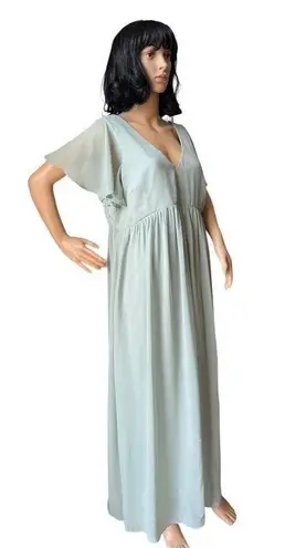 Birdy Grey  Hannah Empire Dress flutter sheer sleeves Chiffon Sage size XXL